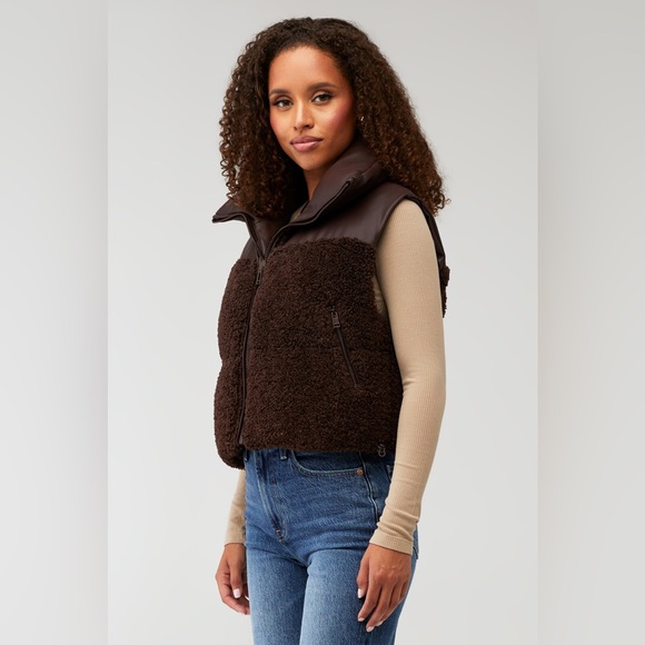 Lamarque Womens  Melicia Faux Leather Reversible Vest, Brown - Picture 4 of 9